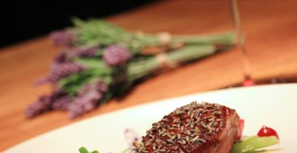 Elements - Food, Family & Friends with lavender-themed menu choices