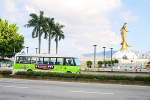 Macau - Bus tour on the road