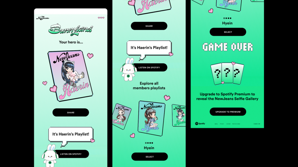 Spotify x NewJeans - Bunnyland Microsite Experience